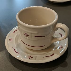 4pc Cup & Saucer Set Woven Traditions Red